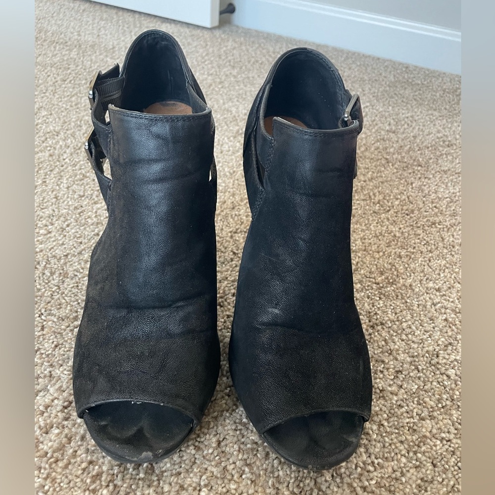 Chinese Laundry Black Peep-Toe Heeled Boots